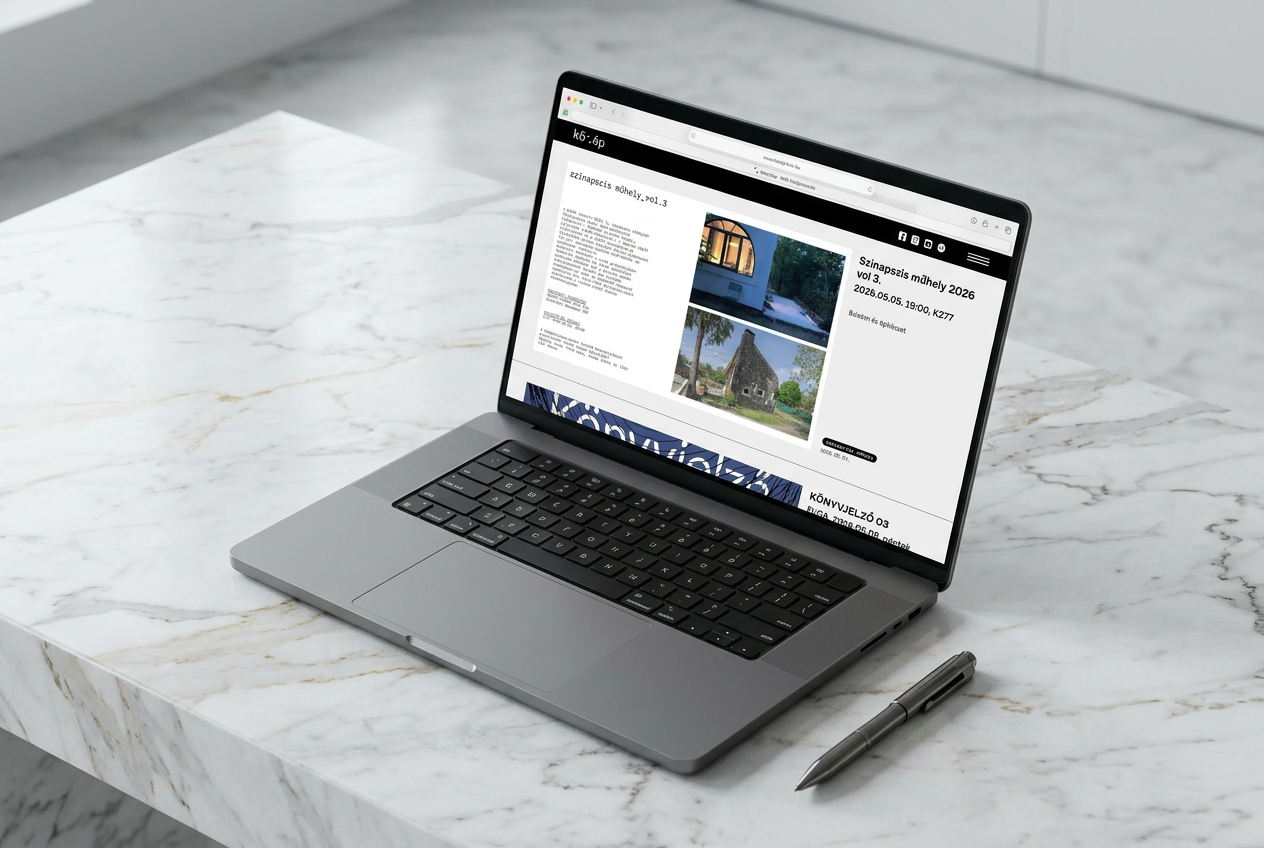 BME Közép — desktop mockup